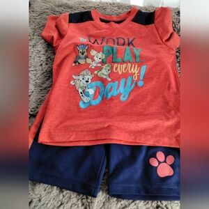 Paw Patrol. Red and Blue Graphic T-Shirt and Shorts‎ Set. 3T